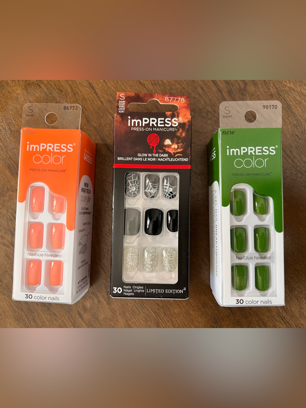 imPRESS Halloween Glow in Dark Spiderweb Press-On Nails Set Orange Green Black